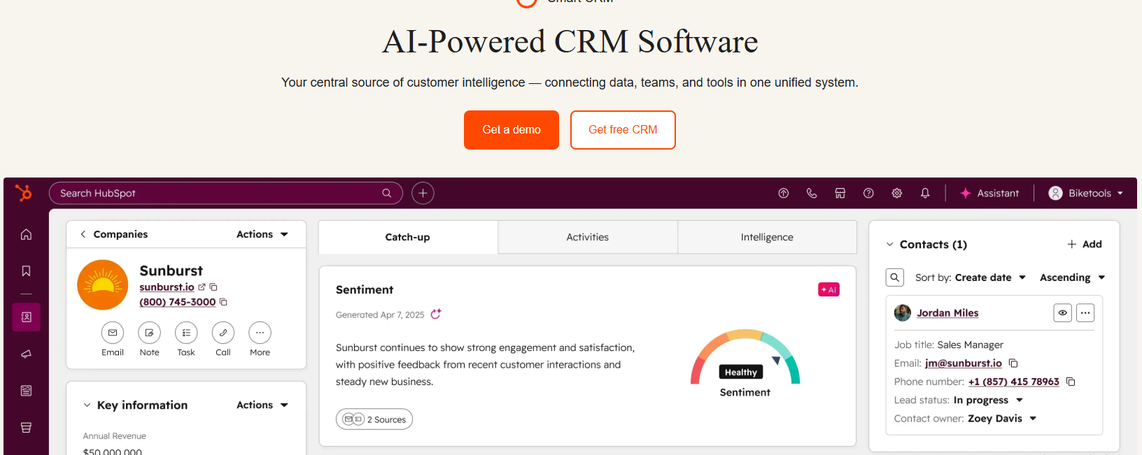 HubSpot CRM client management dashboard