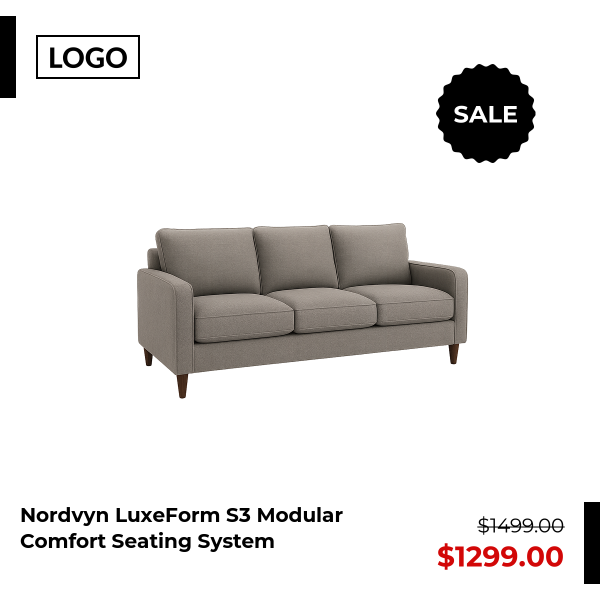 Ecommerce sofa ad employing Prägnanz Gestalt principle