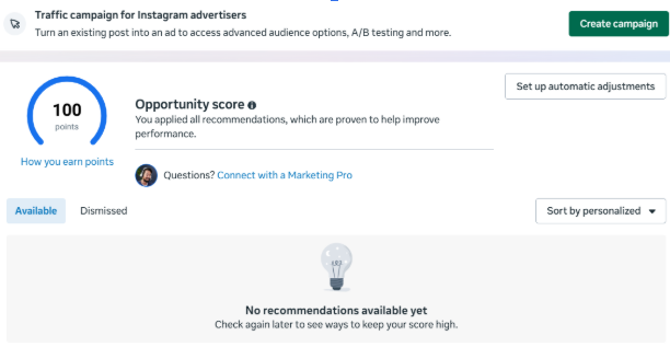 Locating the opportunity score on the account overview tab