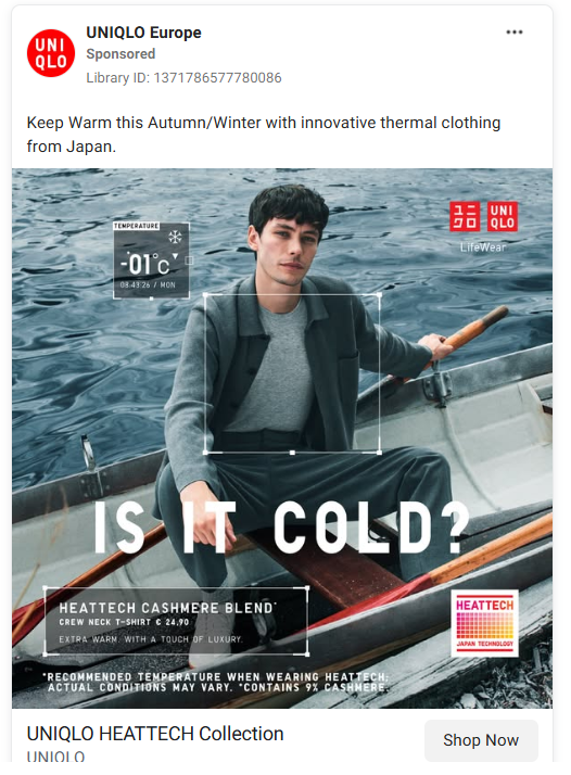 Example of an ad showing that celebrities wear your clothing brand